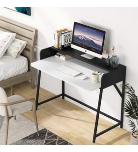 Zİzuva Tasarım Monitör Raflı Ergonomik Beyaz Çalışma Masası