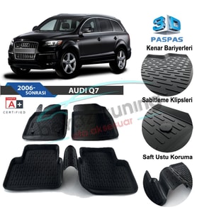 Audi Q7 Havuzlu 3D Paspas Niken Siyah 2006-2015