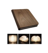 Katlanabilir Ahşap Manyetik LED Kitap Lambası, Siyah Ceviz 21x16.5x2.5 cm (Krem)