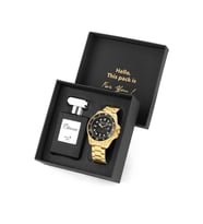 Polo Air Mercek Takvimli Erkek Kol Saati Ve 55 ml Parfüm Seti Gold Siyah Renk ST-5013E7 (Altın-Siyah)