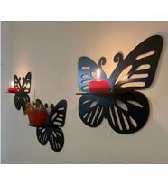 Kelebek Duvar Rafı 3'lü Set Dekor (Siyah)
