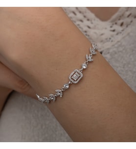 Baget Taşlı Zirkon Başak Modeli 925 Ayar Gümüş Bileklik EGBLK714 (Gümüş)