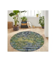 Eliana Home Baskılı, Yıkanabilir Kaymaz Taban Yuvarlak Halı LNA7146 120x120 cm (Yeşil)