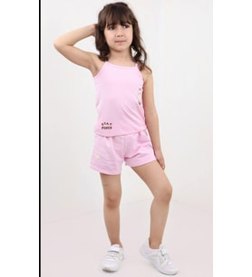 Toontoy Kız Bebek Baskılı Şortlu Takım (Açık Lila)