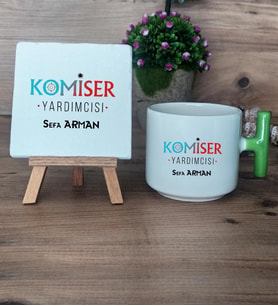 Komiser Yardımcısı Hediye Seti Kupa Bardak T Kulplu ve Dekoratif Taş 10 Nisan Polisler Günü (Model 8)