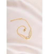 Baget Taşlı Gerçek Pırlanta Görünümlü Bileklik Gold Kaplama 925 Ayar Gümüş