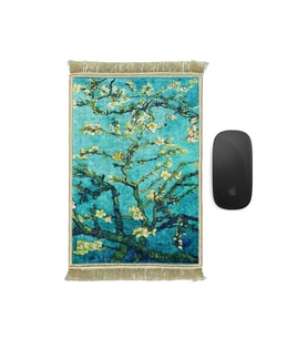Bursa İpek Su Yeşil Dekoratif Küçük Halı Mousepad