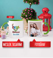 Okul Öncesi Öğretmeni Kupa Bardak Yeşil Fotoğraflı