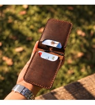 Hemlabel El Yapımı Hakiki Deri Para Klipsli Kartlık Cüzdan Minimal Erkek Cüzdanı Kişiselleştirilebilir