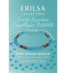 Sertifikalı Enerji Sızıntısı Engelleyici Aura Kalkanı Bilekliği - Mavi Kuvars Taşı (Çok Renkli)