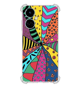 PrintiFy Tecno Camon 19 Uyumlu Retro Color 4 Baskılı Şeffaf Köşe Korumalı Antişok Kılıf
