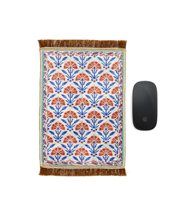 Bursa İpek Beyaz Dekoratif Küçük Halı Mousepad