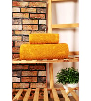 Mira Home 2 Parça Jakarlı Banyo Havlu Takımı Doku Desen Sarı (Çok Renkli)