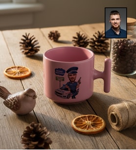 Kişiye Özel Kişiye Özel Karikatürlü Erkek Polis T Pastel Kupa Polisler Günü Hediyesi