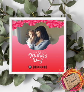 Kişiye Özel Fotoğraflı ve Mesajlı ve Spotify Kodlu Tasarım Beyaz Kare Fotoğraf Anı Çerçevesi