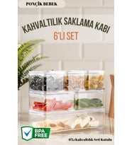6'lı Şeffaf Baharatlık ve Kahvaltılık Saklama Kabı Seti Kutulu