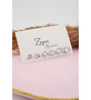 Kadın 3 Boy 6'lı Kare Zirkon Taşlı Küpe Set