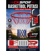 CKSpor Basketbol Potası ve Filesi 45 Cm Çember Çapı Duvara Monte Basketbol Çemberi
