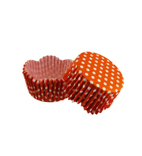 Cupcake Kalıbı Pet Kapsül Dalgalı Kek Kalıbı 65X38 MM (100 Adet)  Puantiyeli Turuncu