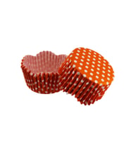 Cupcake Kalıbı Pet Kapsül Dalgalı Kek Kalıbı 65X38 MM (100 Adet)  Puantiyeli Turuncu