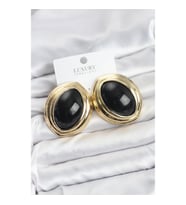 Mey İthalat® Pirinç Siyah Badem Model Vintage Gold Kadın Küpe