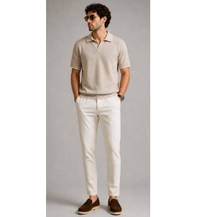 ADV 5052 APAJ YAKA TRİKO TİŞÖRT/BEJ/2XL
