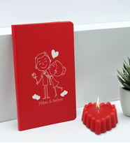 BK Gift Sevgililere Özel İsimli Kırmızı Defter ve Kokulu Kalp Mum Hediye Seti-6, Sevgiliye Hediye, Sevgililer Günü