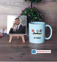 Bankacı Fotoğraflı Dekoratif Taş, Kupa Bardak Beyaz Hediye (Model 1)