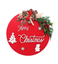 35cm Yılbaşı Kapı Süsü Merrry Christmas Çiçekli (STD)
