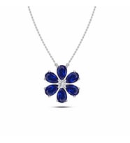 Pırlanta Safir Flower Kolye (Altın-Beyaz)