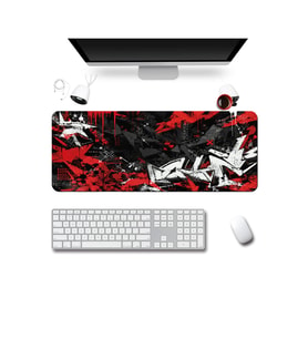 SonicTouch Klavye Mousepad 40x90cm Dikişsiz Pürüzsüz Sıvı Geçirmez Kaymaz Taban Kızıl Kaos