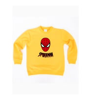 Spiderman baskılı örümcek adam pamuklu kumaş çocuk sweatshirt (Sarı)