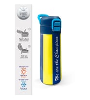 CORAL HIGH 31791 SARI LACİVERT ÇUBUKLU TARAFTAR DESENLİ PİPETLİ VE DİREKT İÇİM ÇELİK TERMOS 500ML