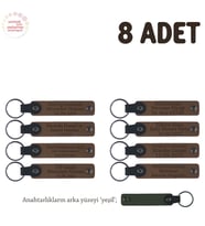 Kahverengi & Yeşil, Miniklere Özel İsim Yazılı Karne Hediyesi Anahtarlık 8’li Set, Öğretmen Armağanı (Açık Kahve)