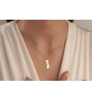 Kişiye Özel 925 Ayar Gümüş Tasarım Evcil Hayvan İsim Kemik Kolye (Gold)