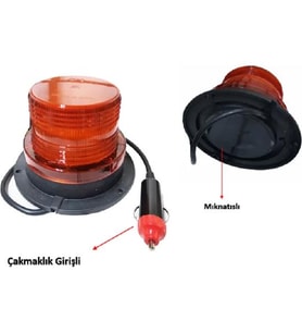 Tepe Lambası Çakmaklık Girişli ve Mıknatıslı 12-24v.