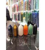 Doğal Taş Pramit Set Çakra Set ( Lapis - Kaplan Gözü - Pembe Kuvars - Akik - Aventurin - Oniks )