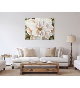 Tablolife White Flower Yağlı Boya Dokulu Tablo 100X150,Çerçeve;Gold