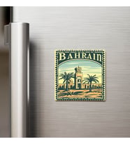 Bahreyn Bahrain - Posta Pulu Temalı Ülke - Baskılı Buzdolap Magneti Kare - 9x9 cm