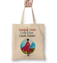 Babalar Günü Babaya Hediye 0019 Bez Çanta Uzun Saplı