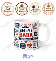 Babaya Komik Yazılı Kupa Bardak Hediye Babalar Günü Baskılı Porselen Mug