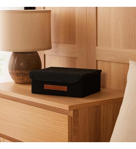 Ocean Home Textile Çekmece İçi Siyah Renk Jüt Kapaklı Kutu 30 x 23 x 11 cm 