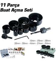 11 Parça Buhat Buat Panç Yuvarlak Delik Açma Seti Metal Ahşap Daire Delme Seti Delik Açma