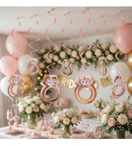 3D Rose Gold Yüzük Asmalı Tavan Sarkıt Süsü 10'lu Bekarlığa Veda Dekoru