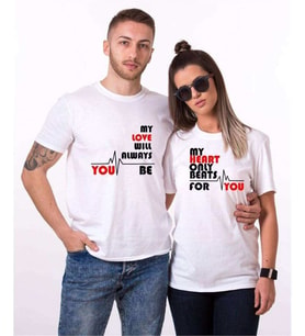 Tshirthane My Heart Only Beats For You Sevgili Kombinleri Tshirt Kombini (Tek Ürün Fiyatıdır.)