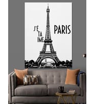 Eyfel Kulesi Paris Çizimi Dekoratif Kanvas - Mdf Ahşap Tablo