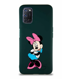 Oppo A92 Soft Premier Kapak Minnie Mouse-D Tasarımlı Silikon Kılıf - Yeşil (Şeffaf)