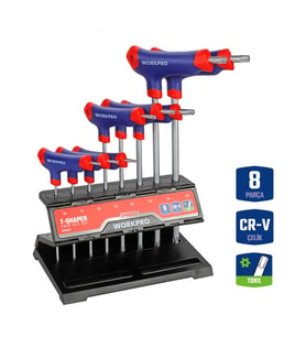 WORKPRO WP200543 8 Parça CR-V T Tipi Uzun Delikli Torx Profesyonel Allen Anahtar Takımı
