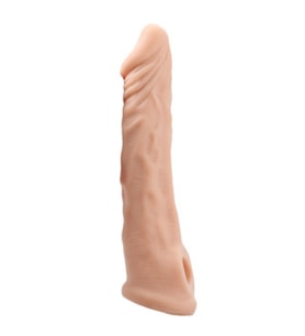 Ucu Dolgulu Realistik 18 CM Uzatmalı Penis Kılıfı