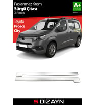 S-Dizayn Toyota Proace City Krom Sürgülü Kapı Çıtası 2 Prç 2019 Üzeri A+ Kalite